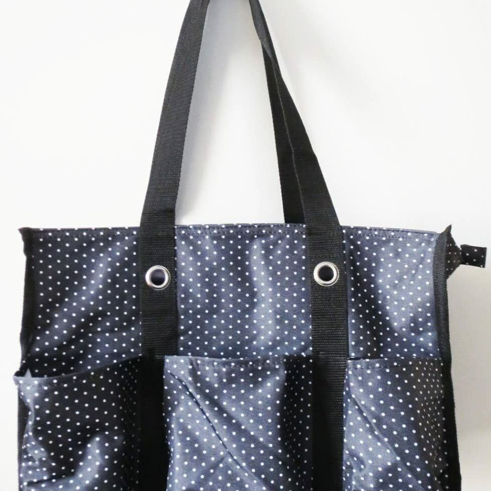 Thirty One Zip Top Organizing Utility Tote Swiss Dot - Picture 6 of 6